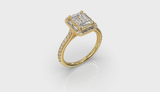 Deco Elegance Emerald Cut Halo Engagement Ring