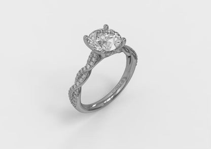 Twist Diamond Engagement Ring with Hidden Halo