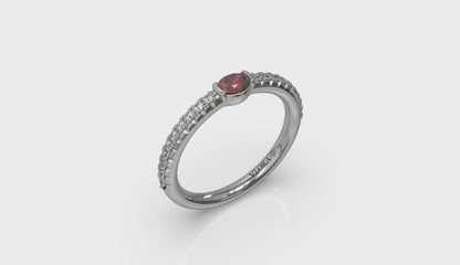 Diamond and Oval Ruby Centerstone Ring