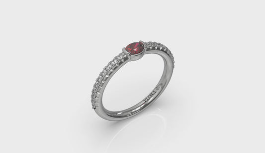 Diamond and Oval Ruby Centerstone Ring