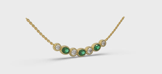 Diamond and Emerald Rounded Bezel Pendant