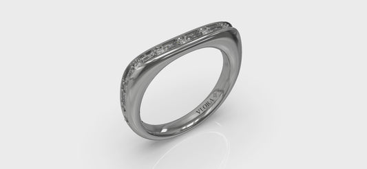 Single Diamond Baguette and Round Channel Set Ring