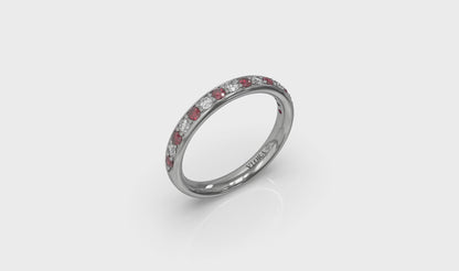 Delicate Ruby and Diamond Stackable Band