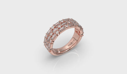 Diamond Baguette Three Row Ring
