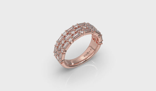 Diamond Baguette Three Row Ring
