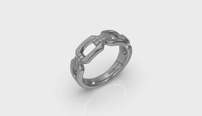 Diamond Accent East West Open Oval Link Ring