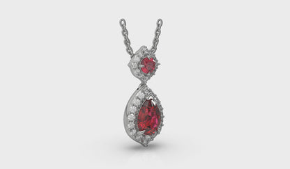 Tear Drop Ruby and Diamond Pendant