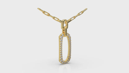 Diamond North South Open Oval Link Necklace