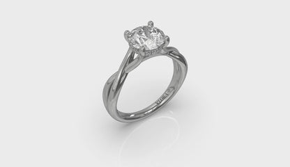 Entwined Solitaire Engagement Ring with Hidden Halo