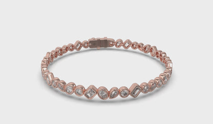 Mixed Shape Bezel Set Diamond Bracelet