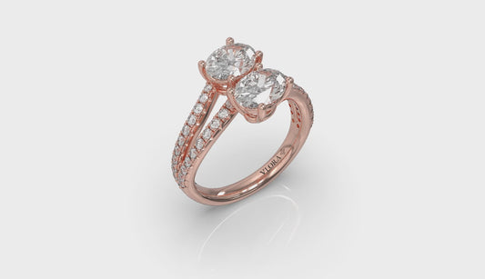 Spiral Oval Two Stone Engagement Ring