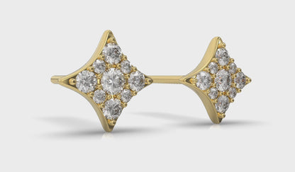 Diamond Cluster Star Stud Earrings