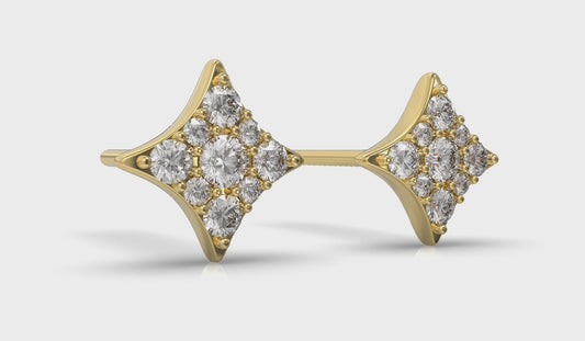 Diamond Cluster Star Stud Earrings