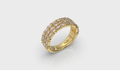 Diamond Baguette Three Row Ring