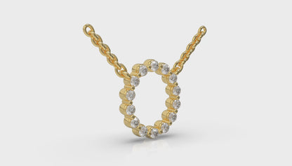 Diamond Alphabet Pendant Necklace, O