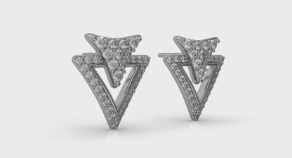 Diamond Double Trinity Open Stud Earrings