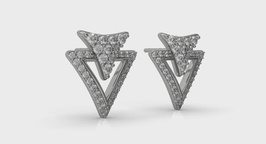 Diamond Double Trinity Open Stud Earrings