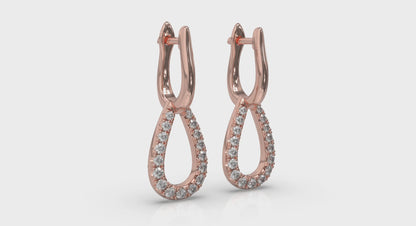 Diamond Open Tear Drop Link Earrings