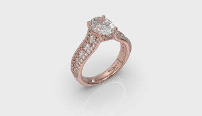 Bold Cathedral Oval Diamond Engagement Ring