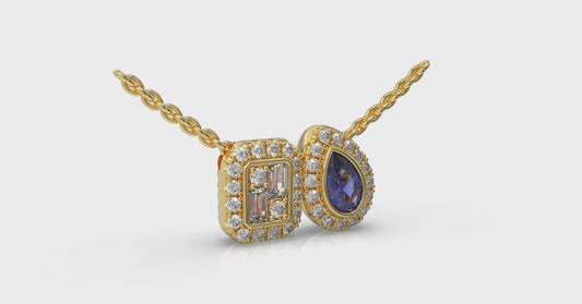 Diamond and Sapphire Toi et Moi Pendant