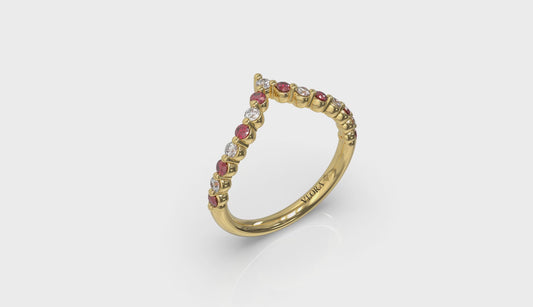 Diamond and Ruby Chevron Ring