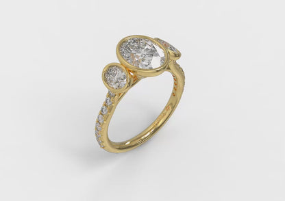 Trio Oval Bezel Engagement Ring