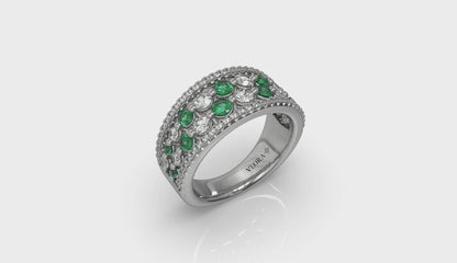 Diamond and Emerald Cluster Statement Ring