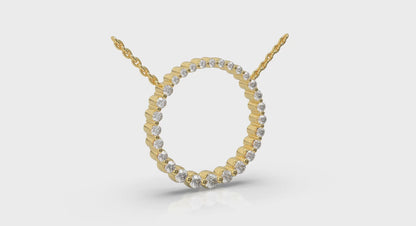 Graduated Round Diamond Open Circle Pendant