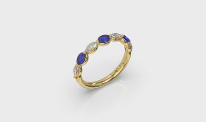 Sapphire and Diamond Stackable Band