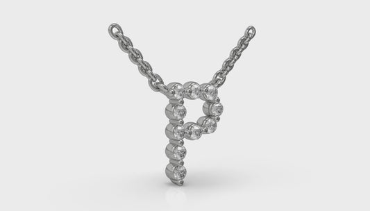 Diamond Alphabet Pendant Necklace, P