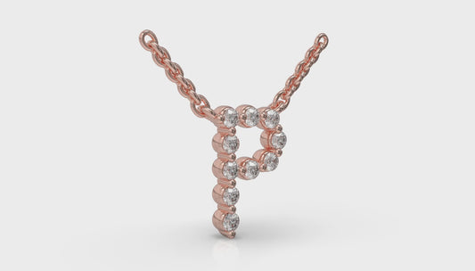 Diamond Alphabet Pendant Necklace, P