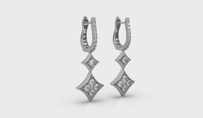 Diamond Double Vlora Star Drop Huggie Earrings
