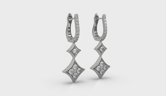 Diamond Double Vlora Star Drop Huggie Earrings