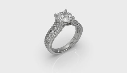Bold Cathedral Round Diamond Engagement Ring