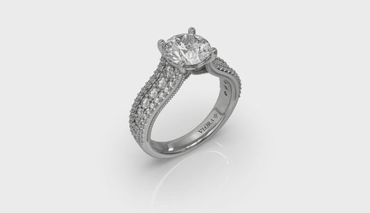 Bold Cathedral Round Diamond Engagement Ring