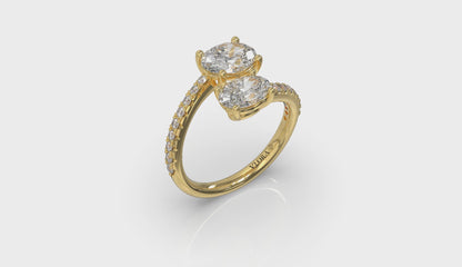 Kissing Oval Two Stone Engagement Ring