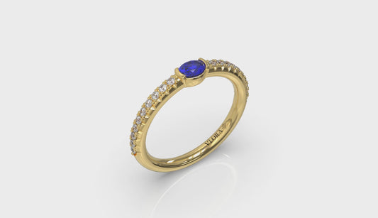 Diamond and Oval Sapphire Centerstone Ring