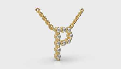 Diamond Alphabet Pendant Necklace, P