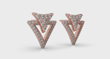 Diamond Double Trinity Open Stud Earrings