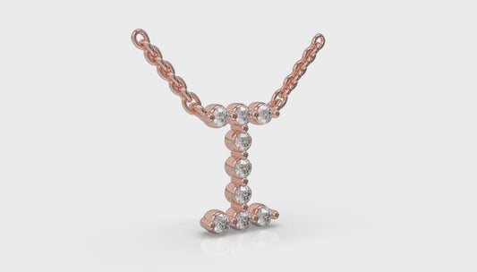 Diamond Alphabet Pendant Necklace, I