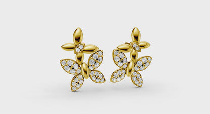 Double Butterfly Diamond Pavé Earrings