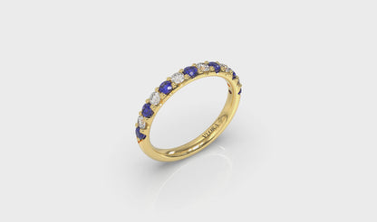 Sapphire and Diamond Stackable Band