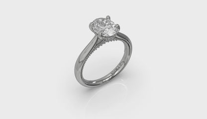Modern Vintage Solitaire Engagement Ring with Hidden Halo