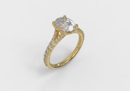 Splendid Cathedral Split Shank Oval Engagement Ring