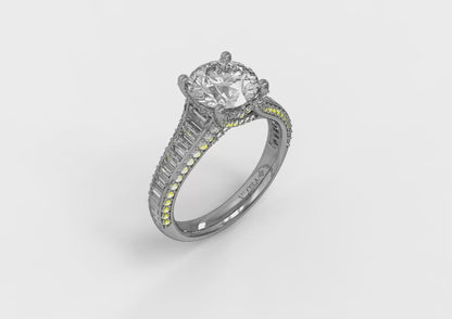 Dramatic Cathedral Hidden Halo Engagement Ring