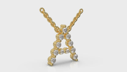 Diamond Alphabet Pendant Necklace, A