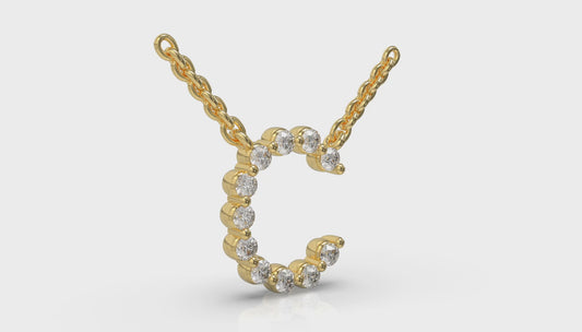 Diamond Alphabet Pendant Necklace, C