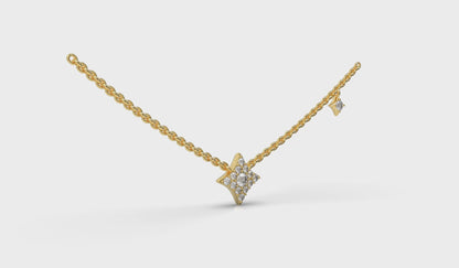 Diamond Cluster Vlora Star Double Pendant Necklace