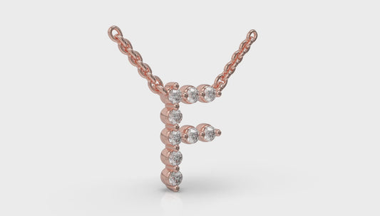Diamond Alphabet Pendant Necklace, F