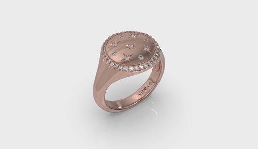 Star Diamonds and Bezel Signet Ring